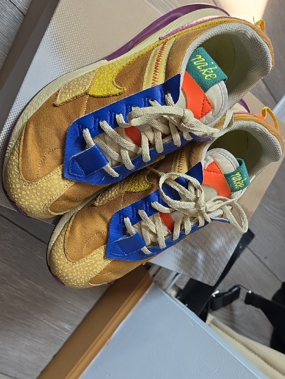 Nike Classic Multi-Color Athletic Sneakers — Yellow, Blue, Purple Accents